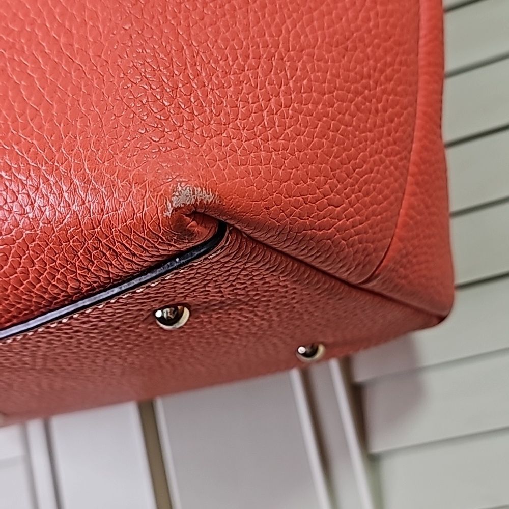 Dooney &Bourke Tote Shoulder Bag Leather Orange Goldtone Hardware 3 Compartments - Picture 5 of 16